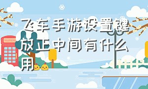 飞车手游设置键放正中间有什么用