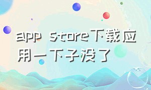 app store下载应用一下子没了（app store下载软件不见了）