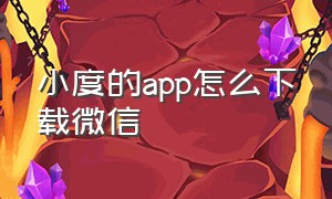 小度的app怎么下载微信（小度通过app能下载微信吗）