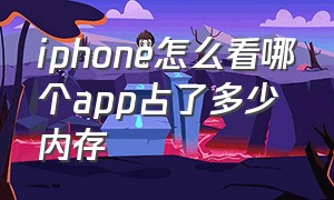 iphone怎么看哪个app占了多少内存（苹果怎么看哪个app占多少内存）