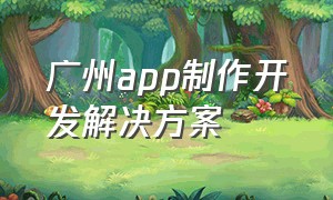 广州app制作开发解决方案