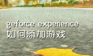 geforce experience 如何添加游戏（geforce experience怎么删除游戏）