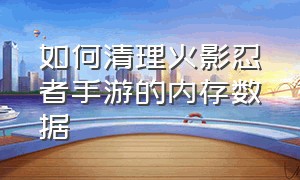 如何清理火影忍者手游的内存数据（如何清理火影忍者手游的内存数据垃圾）