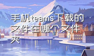 手机teams下载的文件在哪个文件夹