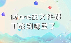 iphone的文件都下载到哪里了（iphone下载的文件保存在哪）