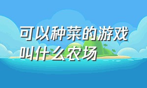 可以种菜的游戏叫什么农场