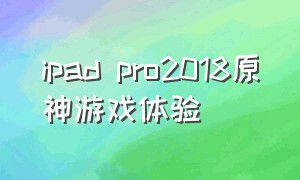 ipad pro2018原神游戏体验（ipadpro2018原神游戏测评）