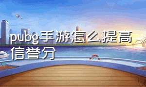 pubg手游怎么提高信誉分（pubg手游下载）