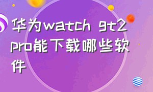 华为watch gt2 pro能下载哪些软件