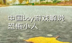 中国boy游戏解说恐怖小人