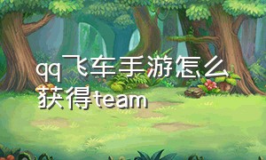 qq飞车手游怎么获得team（qq飞车手游怎么开实时观战）