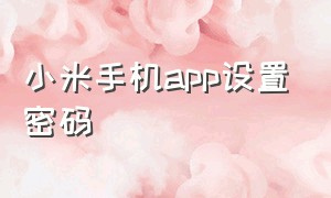 小米手机app设置密码（小米手机app设置密码忘记了）