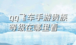 qq飞车手游贵族等级在哪里看（qq飞车手游贵族等级价格对照表）