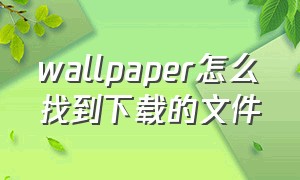 wallpaper怎么找到下载的文件（wallpaper找不到已经下载的文件）