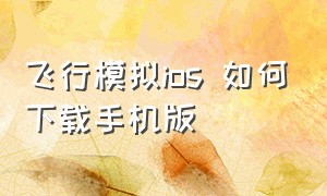 飞行模拟ios 如何下载手机版（飞行模拟ios 如何下载手机版安装）