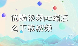 优酷视频pc端怎么下载视频（优酷电脑端为什么不能下载视频）