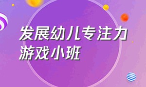 发展幼儿专注力游戏小班（幼儿园小班专注力训练游戏）