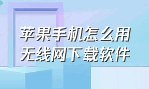 苹果手机怎么用无线网下载软件（苹果手机怎么通过安装包下载软件）