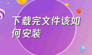 下载完文件该如何安装（下载完文件怎么安装成软件）