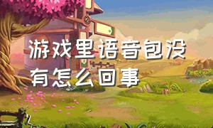 游戏里语音包没有怎么回事（游戏里的语音包在哪个位置）