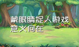 蒙眼睛捉人游戏意义何在（蒙眼睛捉人是什么游戏）