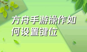 方舟手游操作如何设置键位（方舟手游要怎么设置按键才方便）