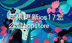 苹果更新ios17怎么登appstore