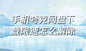 手机夸克网盘下载限速怎么解除