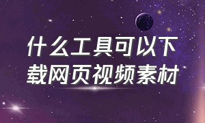 什么工具可以下载网页视频素材（什么工具可以下载网页视频素材库）