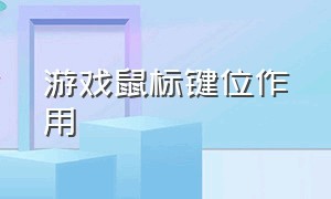 游戏鼠标键位作用（游戏鼠标键位作用大吗）