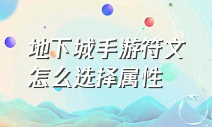 地下城手游符文怎么选择属性（地下城手游符文怎么选择属性加点）