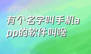 有个名字叫手机app的软件叫啥（救命的手机app软件叫什么名字）