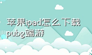 苹果ipad怎么下载pubg端游（ipad怎么下载pubg国际版）