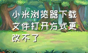 小米浏览器下载文件打开方式更改不了（小米浏览器下载文件打开方式更改）