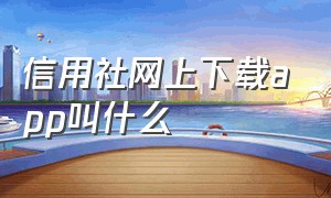 信用社网上下载app叫什么（中国农村信用社的app怎么下载）