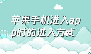 苹果手机进入app时的进入方式