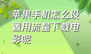 苹果手机怎么设置用流量下载电影呢（苹果手机怎么设置用卡2流量）