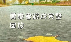 勇敢者游戏完整回放（勇敢者游戏完整回放在线观看）