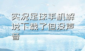 实况足球手机解说下载了但没声音（实况足球手游解说下载后没有声音）