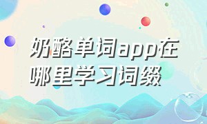 奶酪单词app在哪里学习词缀（奶酪单词app下载）