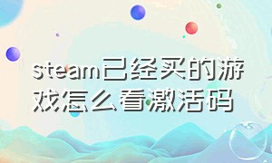 steam已经买的游戏怎么看激活码