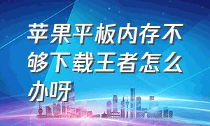 苹果平板内存不够下载王者怎么办呀（苹果平板内存不够用怎么办扩容）