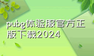 pubg体验服官方正版下载2024