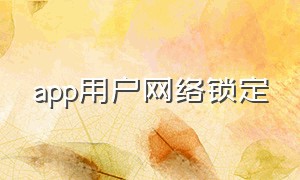 app用户网络锁定（app网络限制怎么解除）