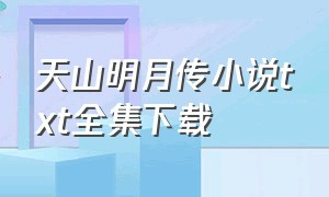 天山明月传小说txt全集下载（天山月明叫什么金）