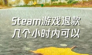 Steam游戏退款几个小时内可以