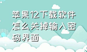 苹果12下载软件怎么关掉输入密码界面