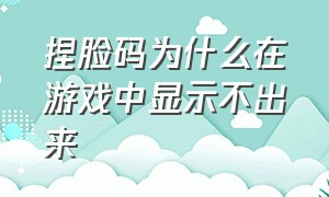 捏脸码为什么在游戏中显示不出来