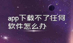 app下载不了任何软件怎么办