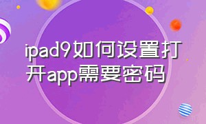 ipad9如何设置打开app需要密码